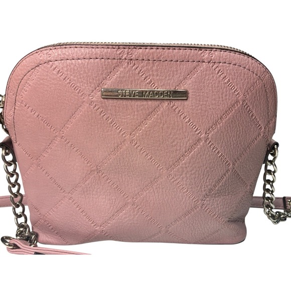 Steve Madden Pink Quilted Crossbody Bag Chain Strap Purse Handbag - Picture 1 of 12